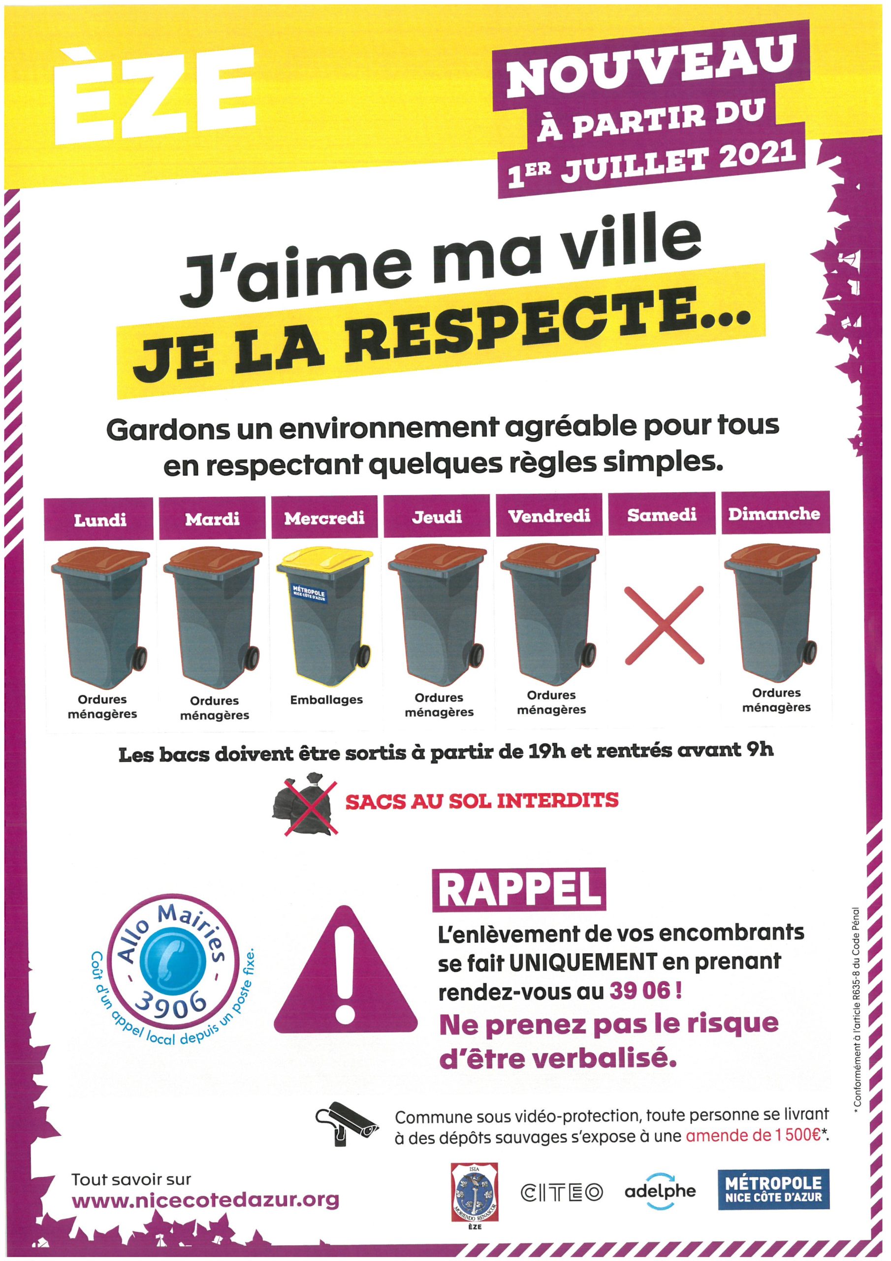 Calendrier De Collecte Des Déchets - Site Officiel De La Mairie D'Eze